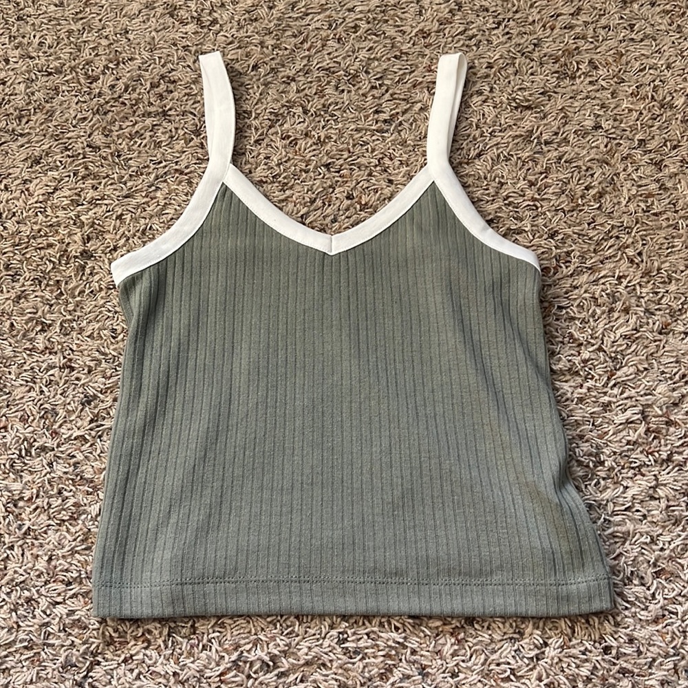 Green and white tank top. Size M